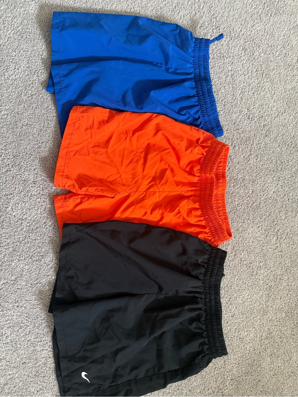 Nike Kids 3-Pack Athletic Shorts in Blue, Orange, Black